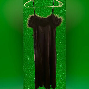 bebe Feather Trim Satin Slipdress  NWT  Size M
